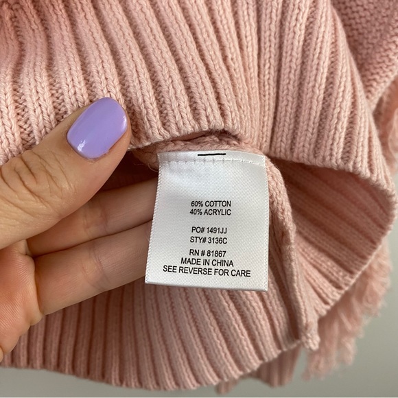 Kikit Cable Knit Fringe Sweater Pink M - Picture 6 of 9